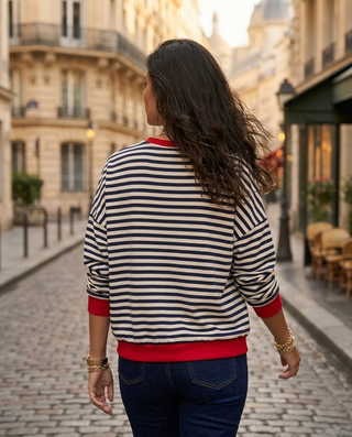 Bobby Striped Sweatshirt 'Navy/Cream/Red'