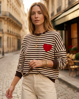 Bobby Striped Sweatshirt 'Brown/Cream/Red'