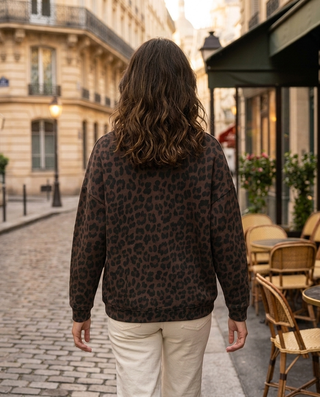 Bella Neon Sweatshirt 'Brown Leopard Print'
