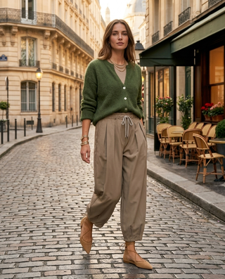 Cali Balloon Leg Trousers 'Peanut Beige'