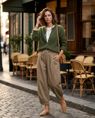 Cali Balloon Leg Trousers 'Peanut Beige'