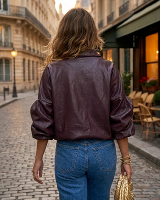 Nina Faux Leather Shirt 'Burgundy'