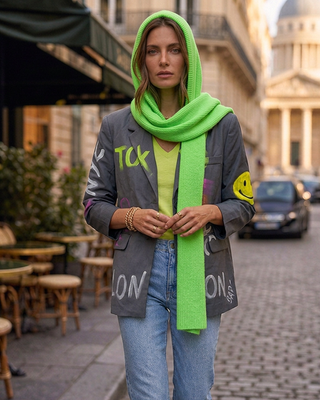 Lana Wool Hood & Scarf Piece 'Neon Green'