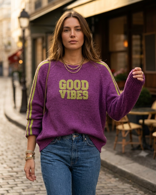 Good Vibes Knit Jumper 'Purple & Green'