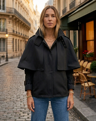 Skye Cape Trench Jacket 'Black'