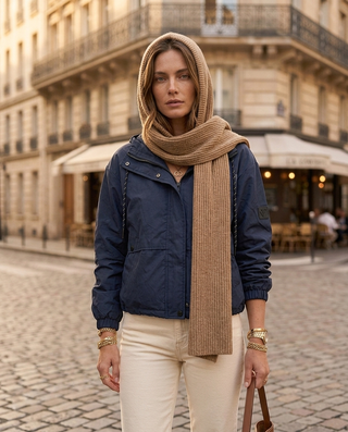 Lana Wool Hood & Scarf Piece 'Ginger Beige'