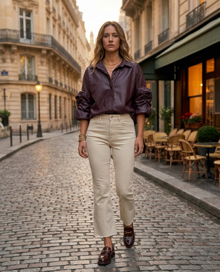 Nancy Cropped Flare Jeans 'Cream' LIVE 24/9