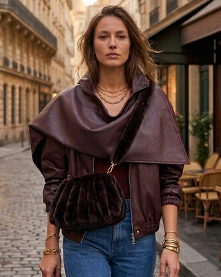 Aspen Fur Bag 'Burgundy'