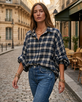Fawn Checkered Shirt 'Blue & Cream'