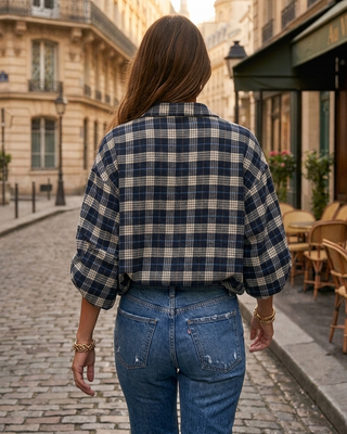 Fawn Checkered Shirt 'Blue & Cream'