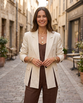 Isabella Linen Blazer 'Cream' LIVE 31/9