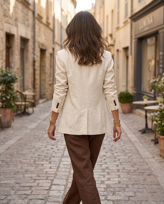 Isabella Linen Blazer 'Cream' LIVE 31/9