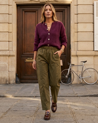 Mila Cotton Trousers 'Olive Green' LIVE 31/9