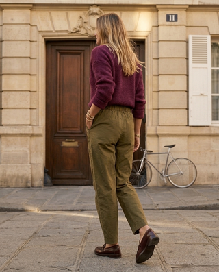 Mila Cotton Trousers 'Olive Green' LIVE 31/9