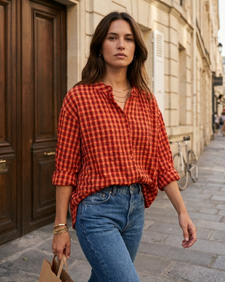Ina Gingham Shirt 'Orange & Red' LIVE 31/9