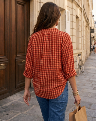 Ina Gingham Shirt 'Orange & Red' LIVE 31/9
