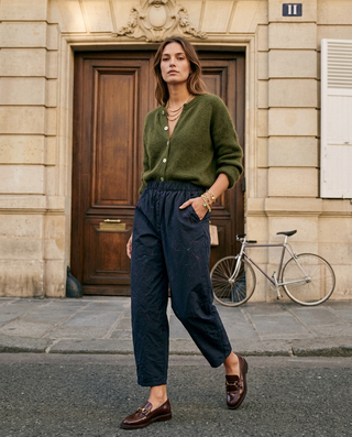 Mila Cotton Trousers 'Navy' LIVE 31/9