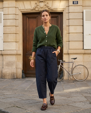 Mila Cotton Trousers 'Navy' LIVE 31/9