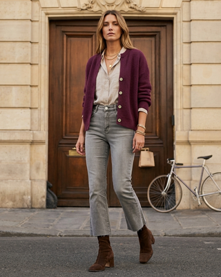 Nancy Cropped Flare Jeans 'Grey' LIVE 31/9
