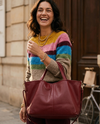 Georgia Faux Leather Handbag 'Burgundy'