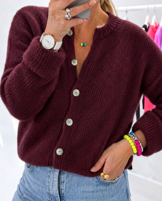 Knit Jordan Cardigan ‘Bordeaux' - Kid Mohair (Code: JORDAN99 - 2 Colours for €99)