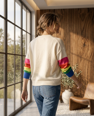 Morris Rainbow Knit Jumper 'Cream' LIVE 8/10