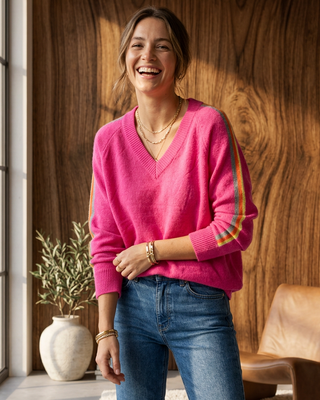 Maris Rainbow Knit Jumper 'Hot Pink' LIVE 8/10