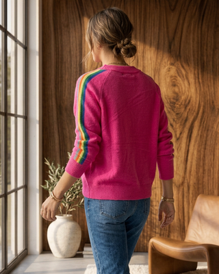 Maris Rainbow Knit Jumper 'Hot Pink' LIVE 8/10