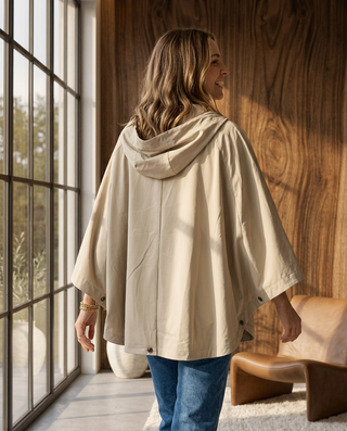 Aster Hooded Cape Rain Jacket 'Beige' LIVE 8/10