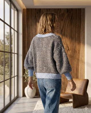 Alexa Mohair Striped Cardigan 'Brown & Blue' LIVE 8/10