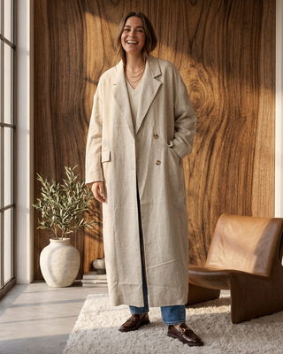 Alora Linen Oversized Coat 'Ecru' LIVE 8/10