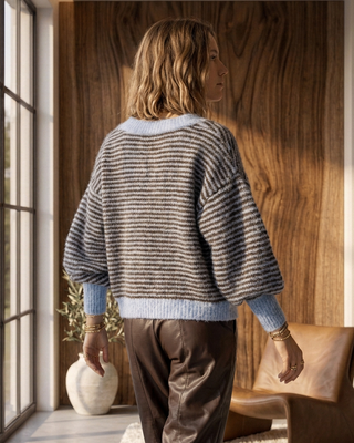 Alexa Mohair Striped Cardigan 'Brown & Blue' LIVE 8/10
