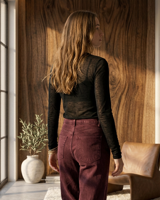 Emma Cashmere Sheer Top 'Black'