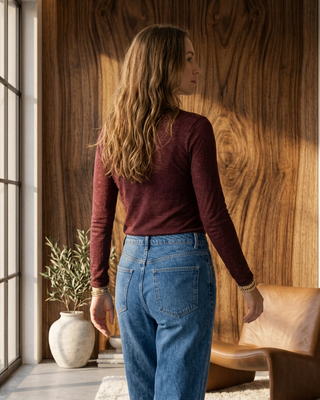 Emma Cashmere Sheer Top 'Burgundy'