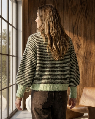 Alexa Mohair Striped Cardigan 'Brown & Mint'