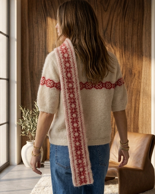 Nova Wool Short Sleeves Jumper 'Cream & Red'