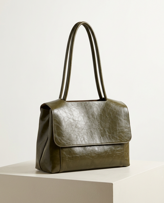Pearl Faux Leather Bag 'Olive Green'