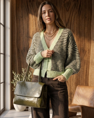 Pearl Faux Leather Bag 'Olive Green'