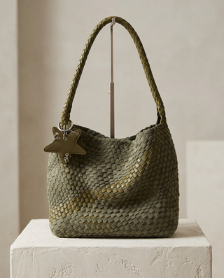 Pippa Suedette Lattice Handbag 'Olive Green'