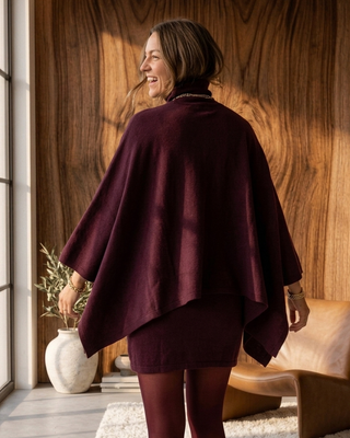 Madeleine Knitted Cape Dress 'Burgundy' LIVE 15/10