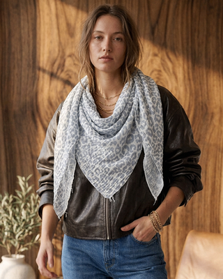 Cheesecloth Lightweight Scarf 'Grey Leopard'