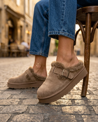 Ulla Fur Slippers 'Khaki Beige'