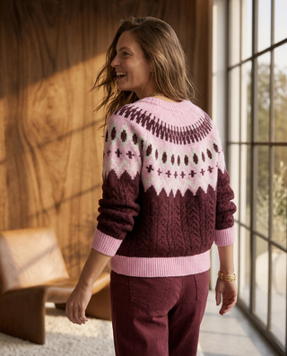 Romy Alpaca Knit Jumper 'Burgundy/Pink/Cream'