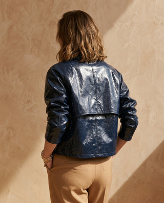 Saint Patent Faux Leather Jacket 'Navy'