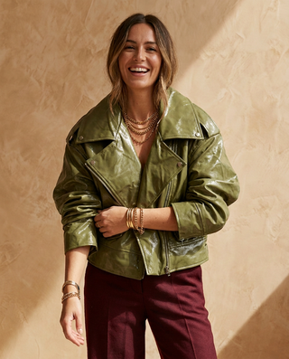 Jumera Patent Faux Leather Jacket 'Pistachio Green'