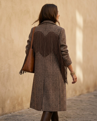 Ríona Wool Fringing Coat 'Brown'