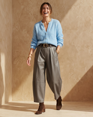 Carla Faux Leather Trousers 'Mocha'