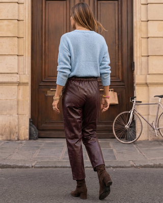 Mila Faux Leather Trousers 'Burgundy'