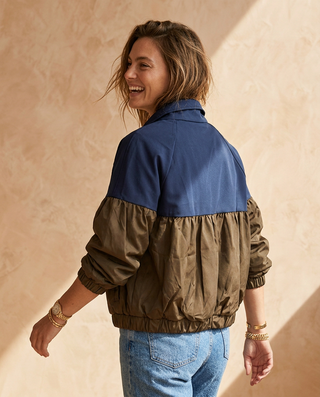 Monsoon Bomber Jacket 'Navy & Brown'