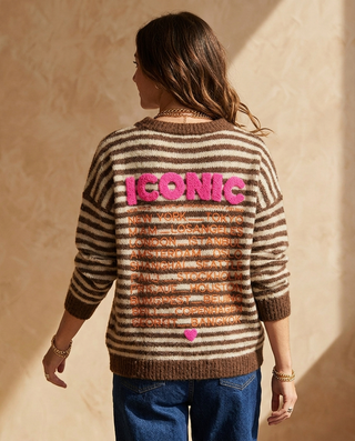 Iconic Striped Wool Jumper 'Brown/Cream/Pink'